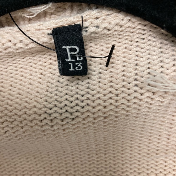 R13 Distressed Cheetah-Print Cotton Cardigan. Size large. - Picture 8 of 9